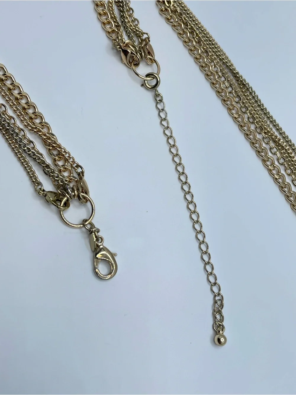 Vintage Premier Designs Blue Glass Beaded Multi Layer Gold Necklace Statement